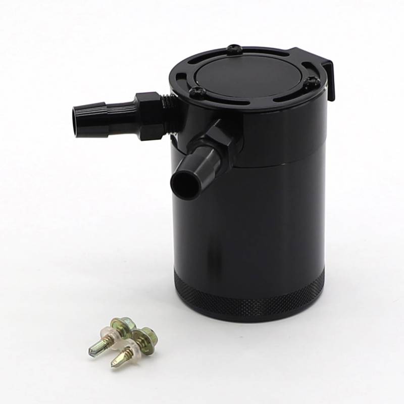 Fuworance Ölauffangbehälter, 0,4 l/400 ml, 2 Anschlüsse, Universal-Auto-Ölfangdosen, Tanks Luftentlüfter, Ölauffangbehälter, Dose, Autorennen, kompakter Luft-Ölabscheider, Bronzefilter, Aluminium, von Fuworance