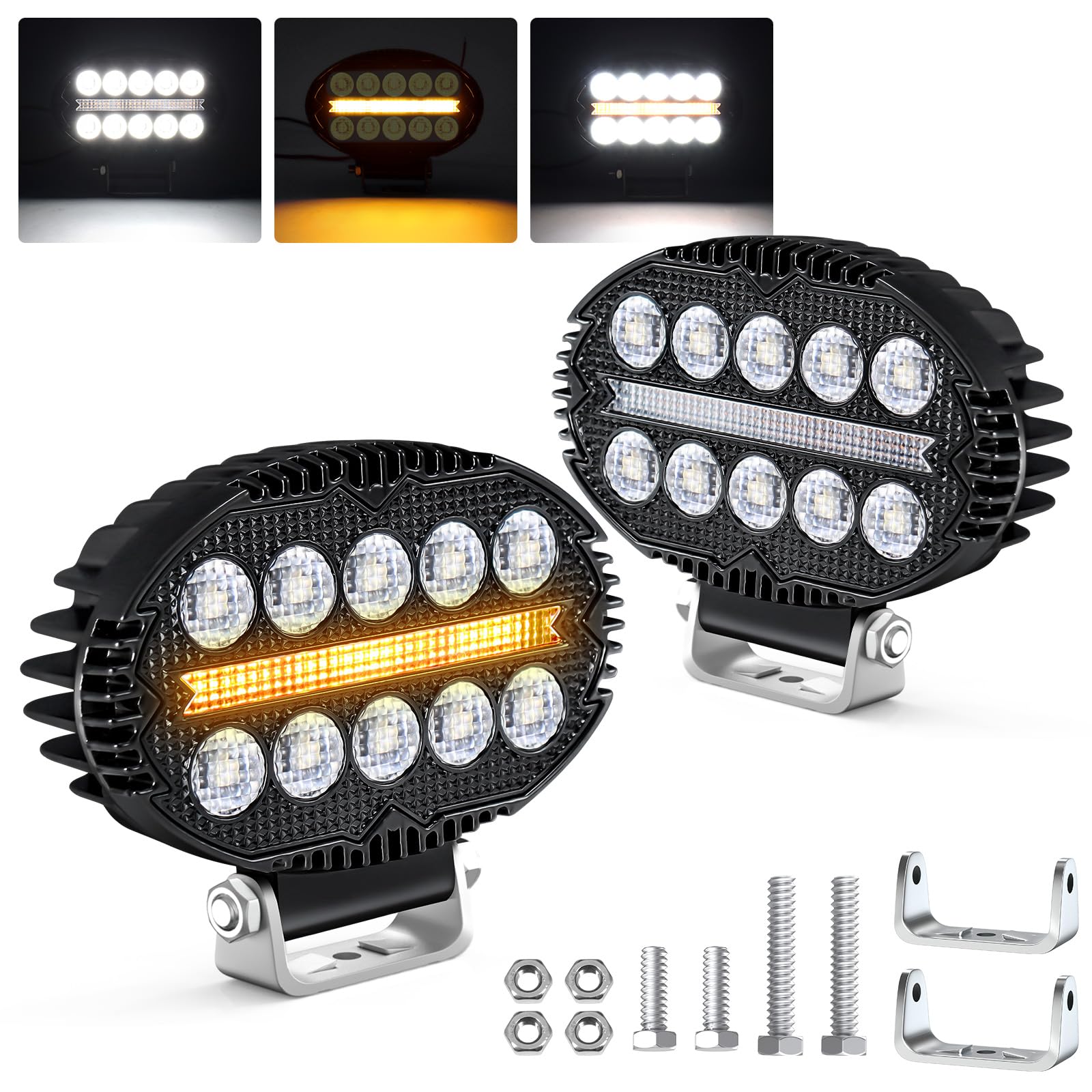 Fxlpower 2 Stück 22W LED Flutlicht Arbeitsscheinwerfer mit Orange Weiß Positionslicht 9-60V Zusatzscheinwerfer, IP67 Offroad led scheinwerfer für Auto, LKW, Traktor, 4x4, ATV, Boot, Motorräder Fxlpower 2 Stück 22W LED Flutlicht Arbeitsscheinwerfer mit Orange Weiß Positionslicht 9-60V Zusatzscheinwerfer, IP67 Offroad led scheinwerfer für Auto, LKW, Traktor, 4x4, ATV, Boot, Motorräder von Fxlpower