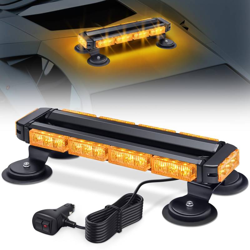 Fxlpower LED Rundumkennleuchte, Gelb Rundumleuchte mit 20 Starke Magnete für Baufahrzeuge Gabelstapler-Traktor Golfwagen Anhänger Schneepflug von Fxlpower