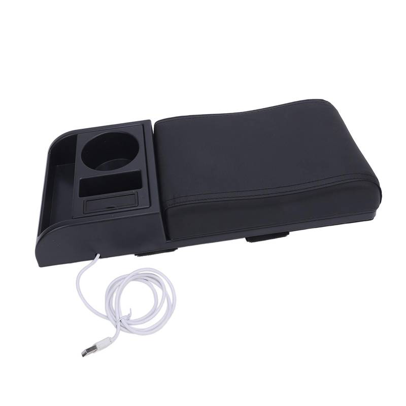 Center Console Armlampe Box Abdeckungslänge mit USB -Ladungsanschluss -Tokalhalter für die Meisten Fahrzeuge Universell (schwarze Linie) von Fydun