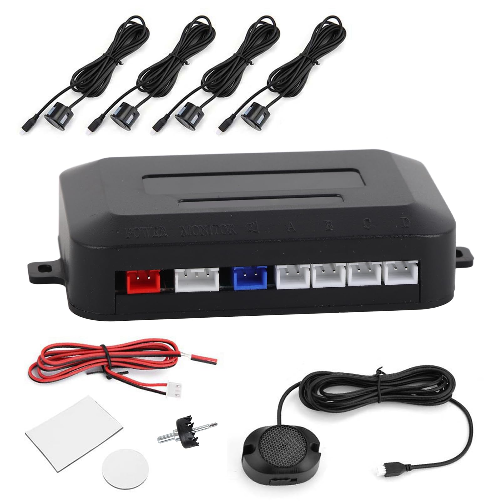 Einparkhilfe, Fydun Rückfahrhilfe Parkplatz Sensor Umkehr Radar Kit 12 V Warnung Sound Indicator Probe System 12 V DC Auto Vehicle Reversing Radar Sensor (Schwarz) von Fydun