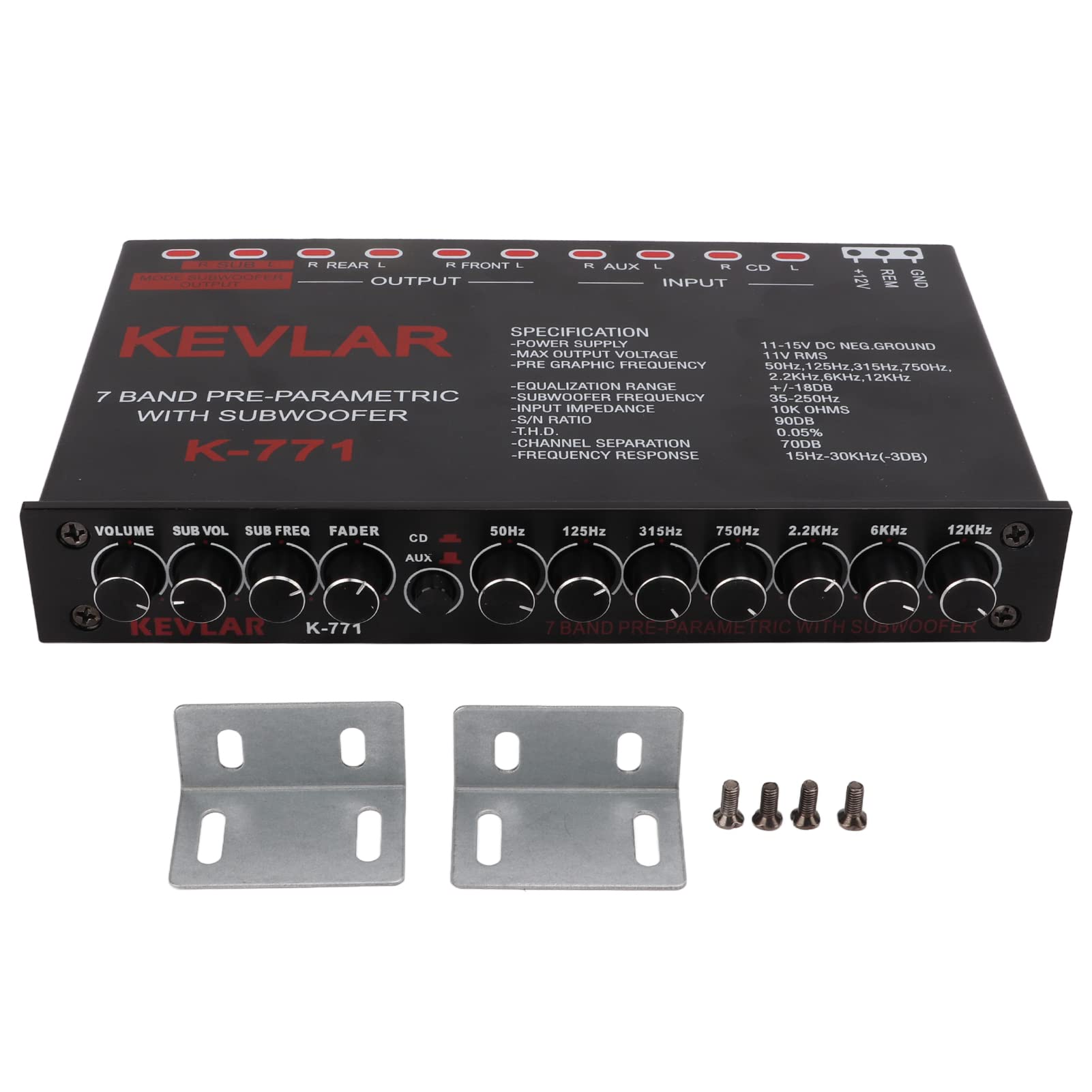 Fydun Auto Audio Grafik Equalizer Universeller Parametrischer Auto Equalizer Tiefpass 7-Band Variable Verstärkungseinstellung High Level Eingangs EQ für Stereoanlage von Fydun