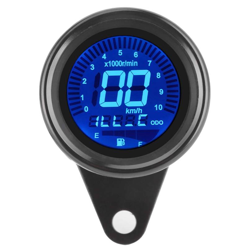 Fydun Digitales Messgerät, Motorrad-Tachometer, Motorrad-Multifunktionsmessgerät, Drehzahlmesser, Kilometerzähler, Kraftstoffanzeige, Geschwindigkeitsmesser, 12 V, Universal (Black) von Fydun