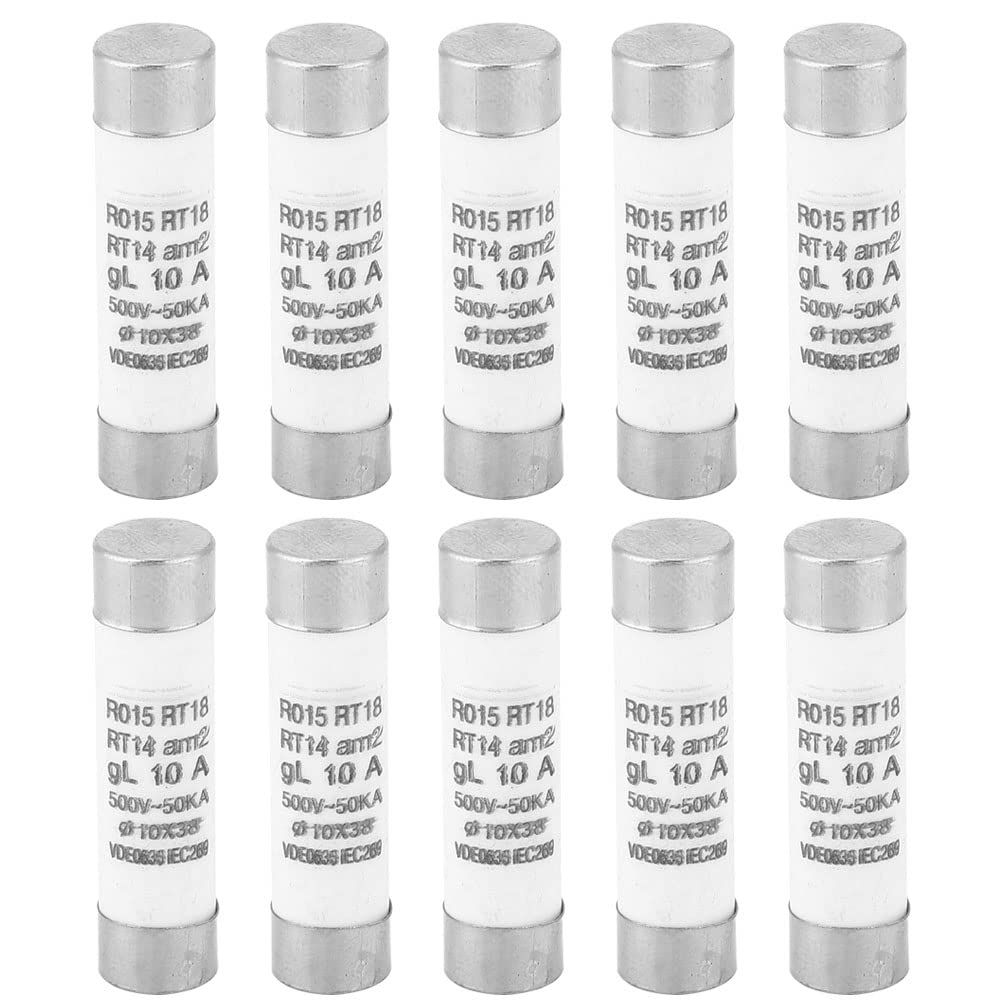 6A-32A 10x38mm Sicherung, 10 Stück Zylindersicherung 100KA Ausschaltvermögen mit Anzeige Keramikpatrone Rohrsicherung Ersatz, Elektronische Komponenten, 380-500V AC (10a) von Fyearfly