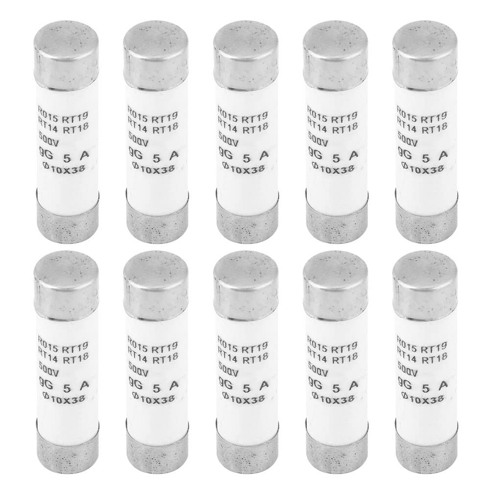 6A-32A 10x38mm Sicherung, 10 Stück Zylindersicherung 100KA Ausschaltvermögen mit Anzeige Keramikpatrone Rohrsicherung Ersatz, Elektronische Komponenten, 380-500V AC (5a) von Fyearfly
