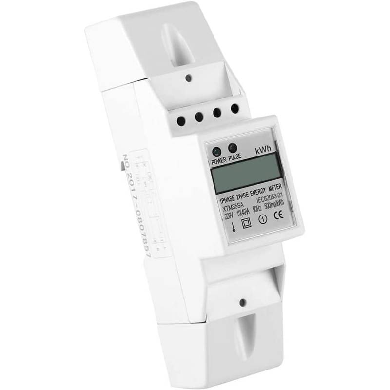 Einphasiger Energiezähler, XTM35SA 10(40) A Einphasiges DIN-Schienen-Elektromultimeter 2P LCD Digital Power Energy Meter, Elektronischer KWh-Zähler Stromverbrauchsmonitor von Fyearfly