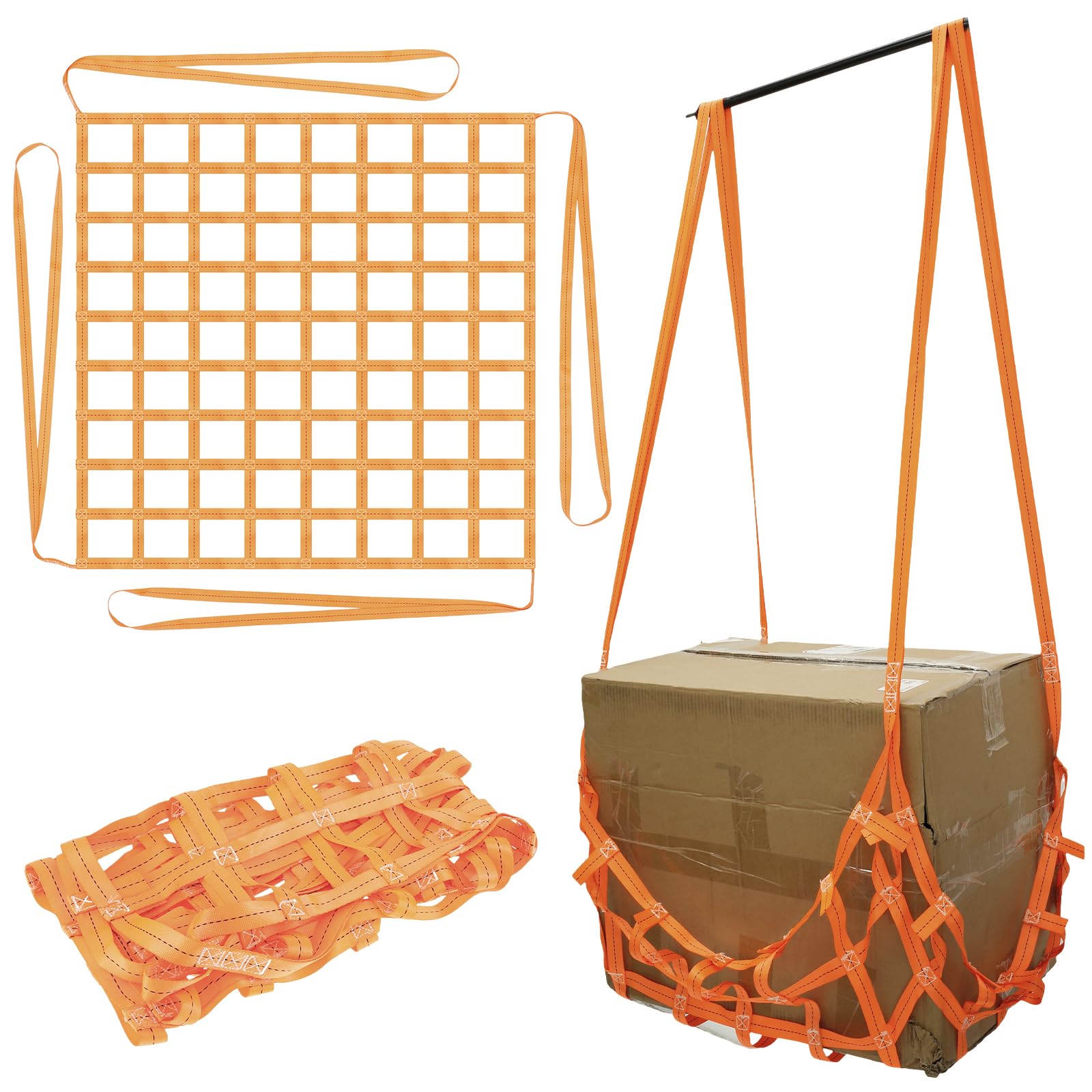 Ladeflächennetz Pickup 100×100CM Schwere Ladenetze Pickup für Reißfest Schwerlast Anhängernetz für Heben Oder Bündeln Ladungsnetz Innenschutz Outdoor Klettern（Orange Farbe） von Fyeme
