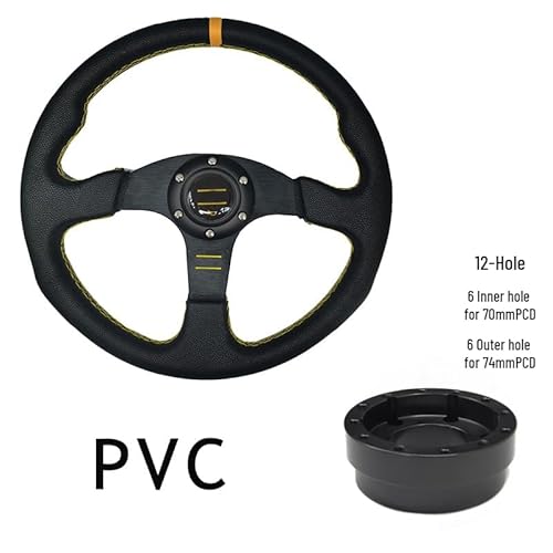 Drifting Lenkrad,Universal Rennlenkrad 13/14 Zoll Racing Lenkräder Tiefe Driften Sport Lenkrad Lenkrad Adapter PU Auto(Set A-PVC-B) von Fymlok