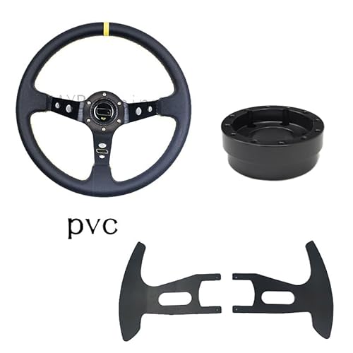 Drifting Lenkrad,Universal Rennlenkrad 13/14 Zoll Racing Lenkräder Tiefe Driften Sport Lenkrad Lenkrad Adapter PU Auto(Set B-PVC-A) von Fymlok