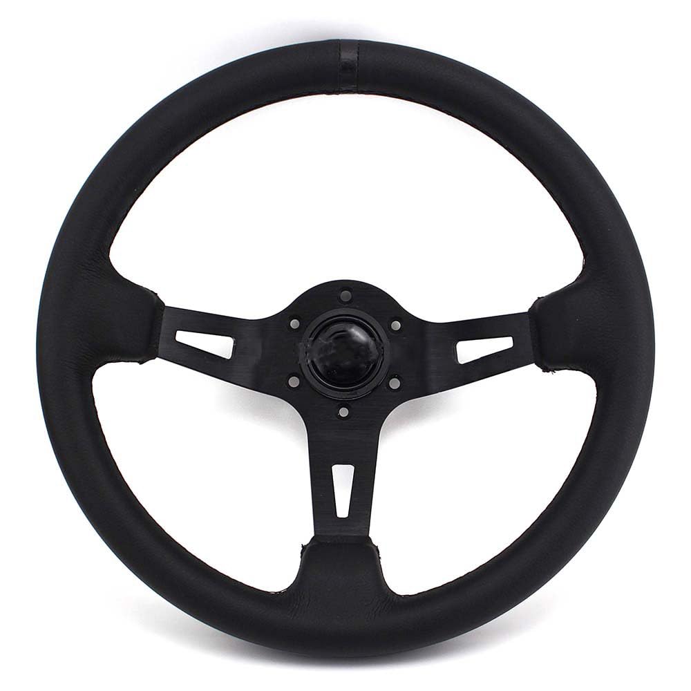Drifting Lenkrad,Universal Rennlenkrad 13 Zoll 330 MM Modifikations-Lenkrad-Werkzeuge Personalisiertes Leder Deep Disc Racing Drift Lenkrad-Zubehör(Black) von Fymlok