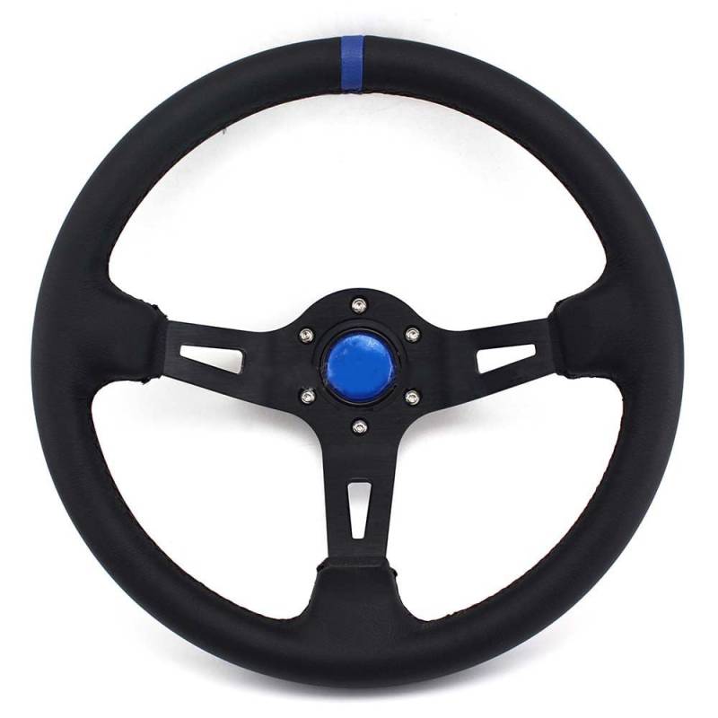 Drifting Lenkrad,Universal Rennlenkrad 13 Zoll 330 MM Modifikations-Lenkrad-Werkzeuge Personalisiertes Leder Deep Disc Racing Drift Lenkrad-Zubehör(Blue) von Fymlok