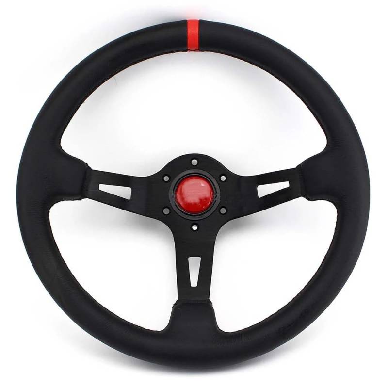 Drifting Lenkrad,Universal Rennlenkrad 13 Zoll 330 MM Modifikations-Lenkrad-Werkzeuge Personalisiertes Leder Deep Disc Racing Drift Lenkrad-Zubehör(Red) von Fymlok