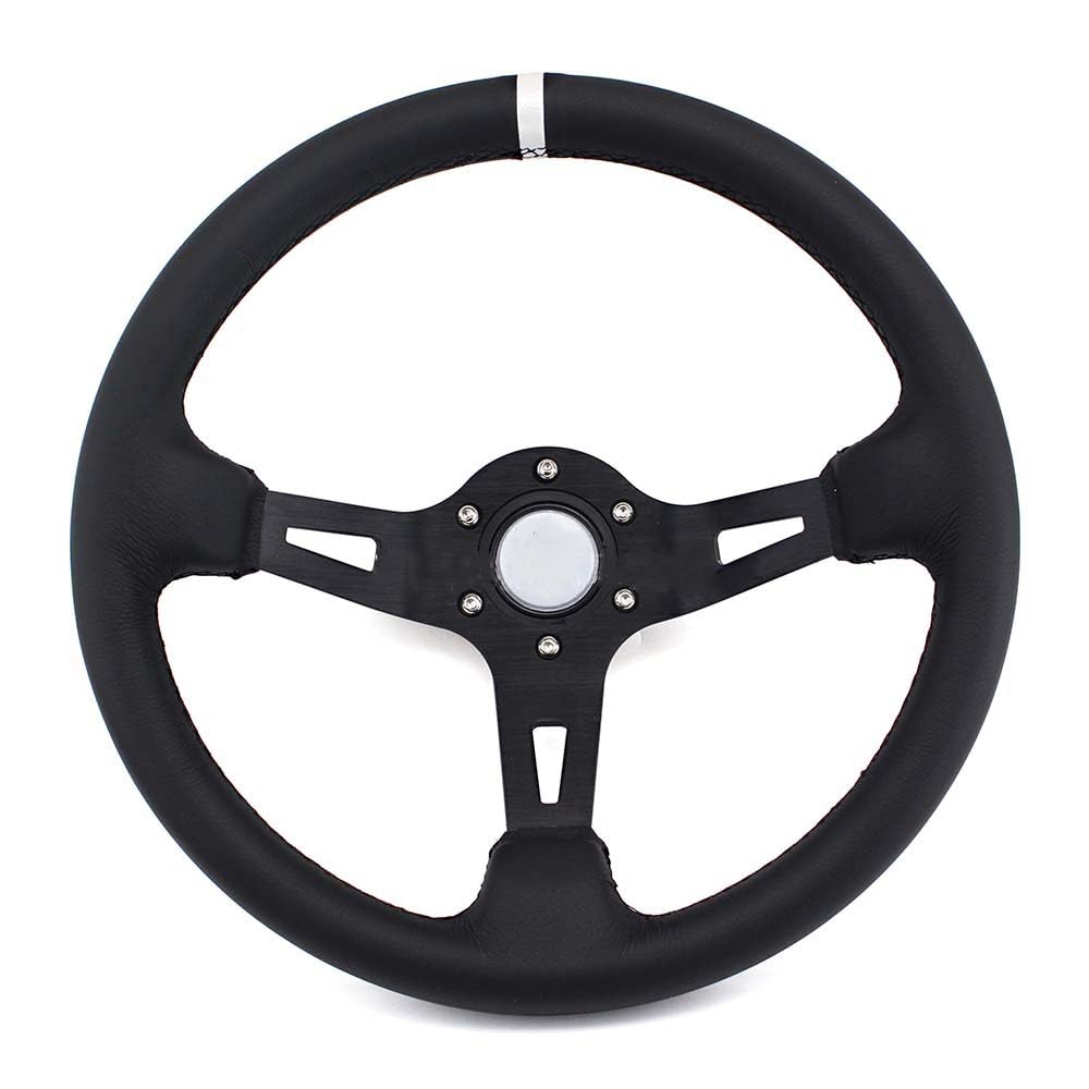 Drifting Lenkrad,Universal Rennlenkrad 13 Zoll 330 MM Modifikations-Lenkrad-Werkzeuge Personalisiertes Leder Deep Disc Racing Drift Lenkrad-Zubehör(White) von Fymlok