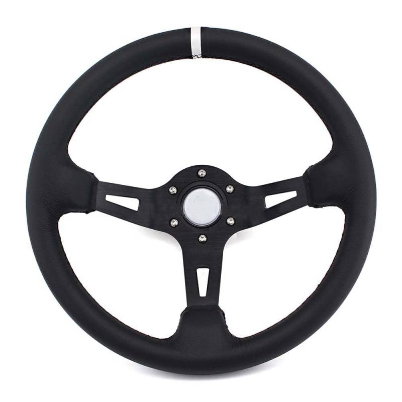 Drifting Lenkrad,Universal Rennlenkrad 13 Zoll 330 MM Modifikations-Lenkrad-Werkzeuge Personalisiertes Leder Deep Disc Racing Drift Lenkrad-Zubehör(White) von Fymlok