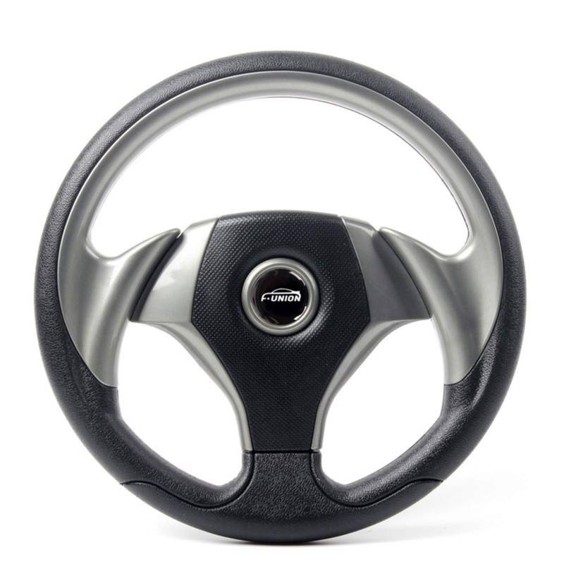 Drifting Lenkrad,Universal Rennlenkrad 13inch 330 MM PVC Driften Sport Racing Lenkrad Auto Universal-Flachplatten Lenkrad Autozubehör Innen(Gray) von Fymlok