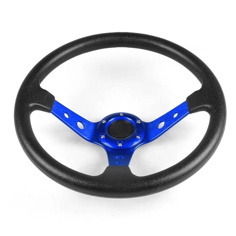 Drifting Lenkrad,Universal Rennlenkrad 14 Zoll 350 mm PU-Leder-Auto-Rennlenkrad Aluminiumlegierung Deep Corn Dish Sport Drifting Lenkräder(Blue) von Fymlok