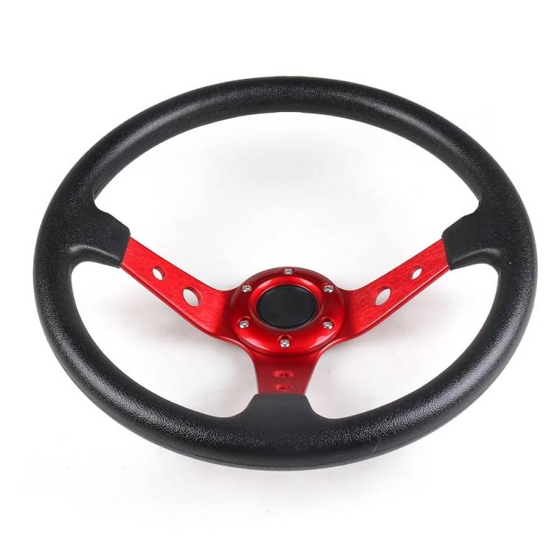 Drifting Lenkrad,Universal Rennlenkrad 14 Zoll 350 mm PU-Leder-Auto-Rennlenkrad Aluminiumlegierung Deep Corn Dish Sport Drifting Lenkräder(Red) von Fymlok
