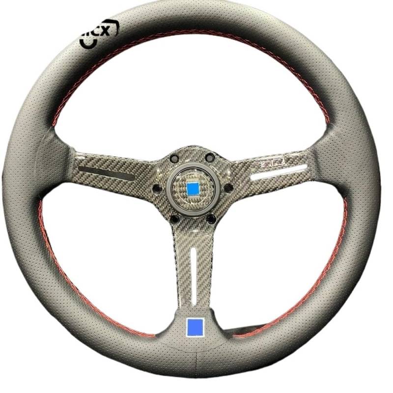 Drifting Lenkrad,Universal Rennlenkrad 14 Zoll 350mm Carbon Fiber Lenkrad Auto Universal Leder Sport Lenkrad(Size-2) von Fymlok
