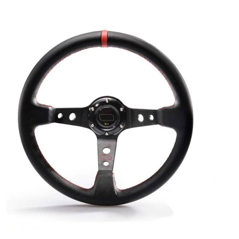 Drifting Lenkrad,Universal Rennlenkrad 14inch 350mm Car Racing Lenkrad Aluminium Halterung und PVC-Leder-Knopf Sport Steeing Rad mit Logo(Pink Stripe) von Fymlok