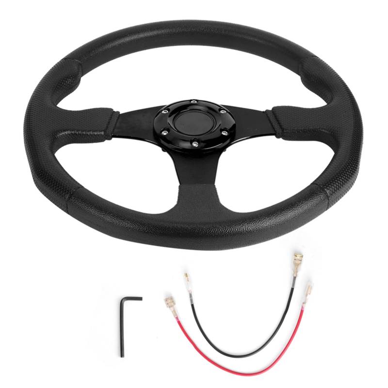 Drifting Lenkrad,Universal Rennlenkrad 1Pc 30mm/14in Aluminium Legierung Racing Auto Sport Lenkrad Modifizierte Zubehör Driften Lenkrad PU Leder(Black) von Fymlok