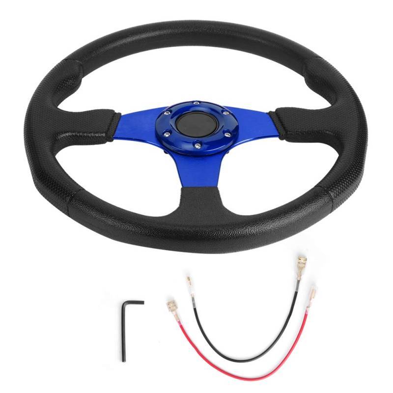 Drifting Lenkrad,Universal Rennlenkrad 1Pc 30mm/14in Aluminium Legierung Racing Auto Sport Lenkrad Modifizierte Zubehör Driften Lenkrad PU Leder(Blue) von Fymlok