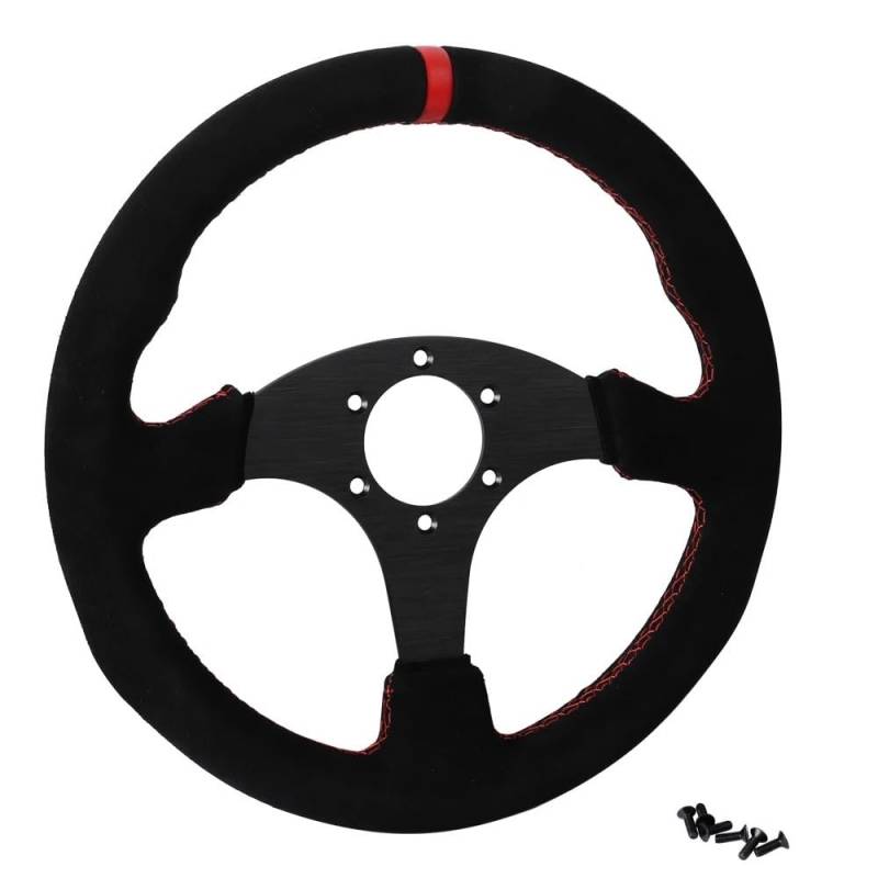 Drifting Lenkrad,Universal Rennlenkrad 330mm Flache Lenkrad Wildleder Aluminium Rahmen 13 Zoll Racing(A) von Fymlok