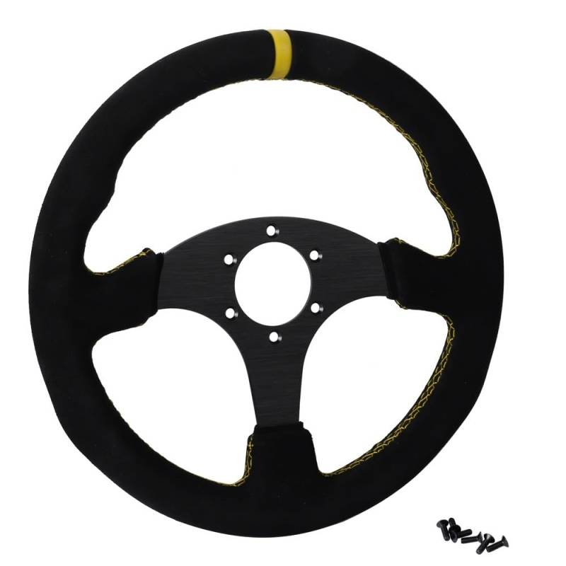 Drifting Lenkrad,Universal Rennlenkrad 330mm Flache Lenkrad Wildleder Aluminium Rahmen 13 Zoll Racing(B) von Fymlok