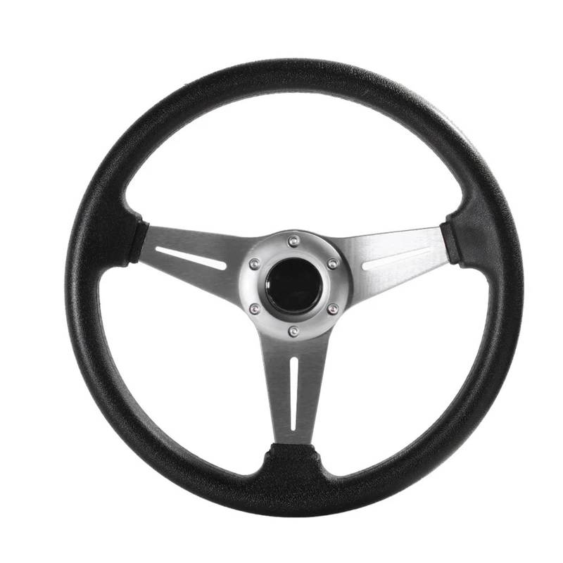 Drifting Lenkrad,Universal Rennlenkrad 350mm/14 Zoll Sport Lenkrad Aluminium + PU Drift Simulation Racing Spiel Lenkrad(Silver) von Fymlok