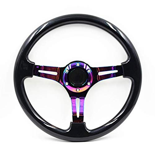 Drifting Lenkrad,Universal Rennlenkrad 350mm Car Racing Lenkrad 14inch Deep Dish Black Classic ABS Lenkrad(Black) von Fymlok