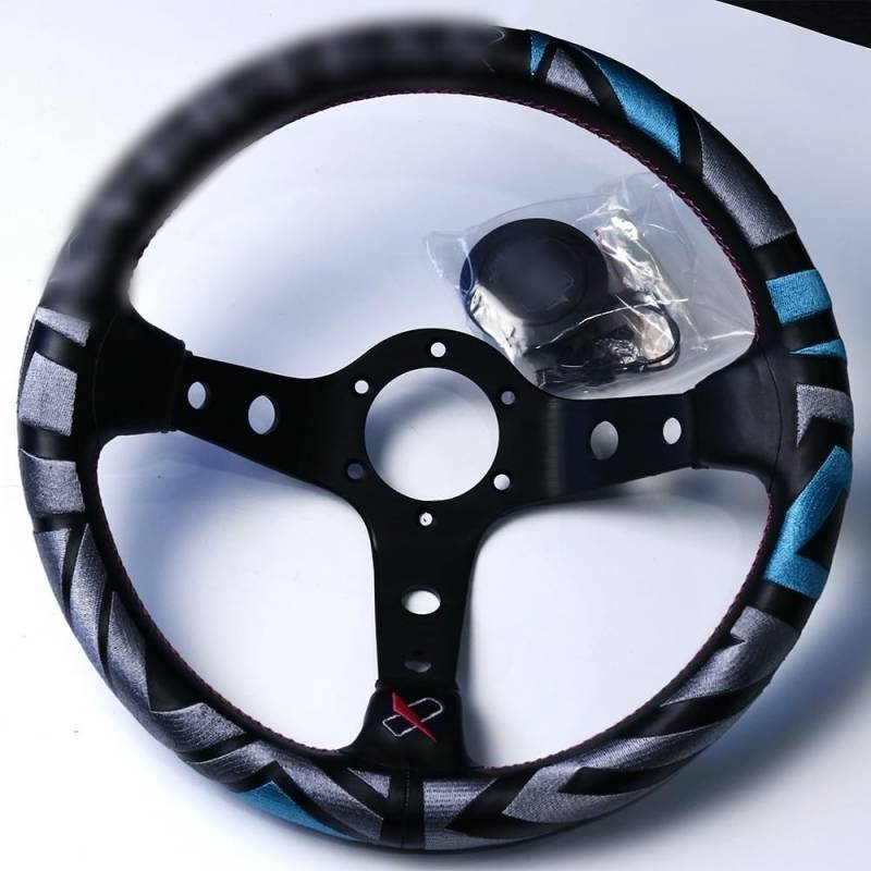 Drifting Lenkrad,Universal Rennlenkrad Art 13inch echtes Leder Drift Sport Lenkräder von Fymlok