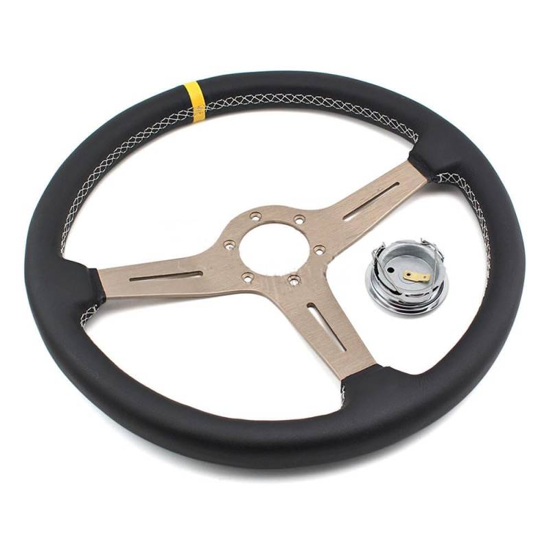 Drifting Lenkrad,Universal Rennlenkrad Automodifikation 15-Zoll-Autolenkrad Rennsport Offroad-Universal-Lederlenkrad mit großem Durchmesser Zubehör(2) von Fymlok
