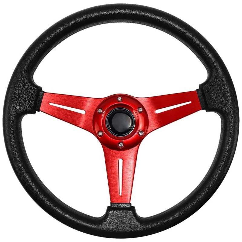 Drifting Lenkrad,Universal Rennlenkrad Automotive Modifikation Universal PU Lenkrad 350MM Racing Competitive Racing Lenkrad Werkzeuge accesorios para Auto(Red) von Fymlok