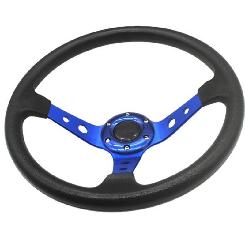 Drifting Lenkrad,Universal Rennlenkrad Rennlenkräder Universal 14 Zoll/350MM Drifting Sport Lenkrad Auto Rennlenkräder PU 350MM(Blue) von Fymlok