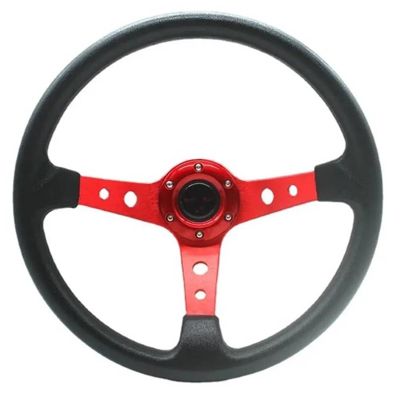 Drifting Lenkrad,Universal Rennlenkrad Rennlenkräder Universal 14 Zoll/350MM Drifting Sport Lenkrad Auto Rennlenkräder PU 350MM(Red) von Fymlok