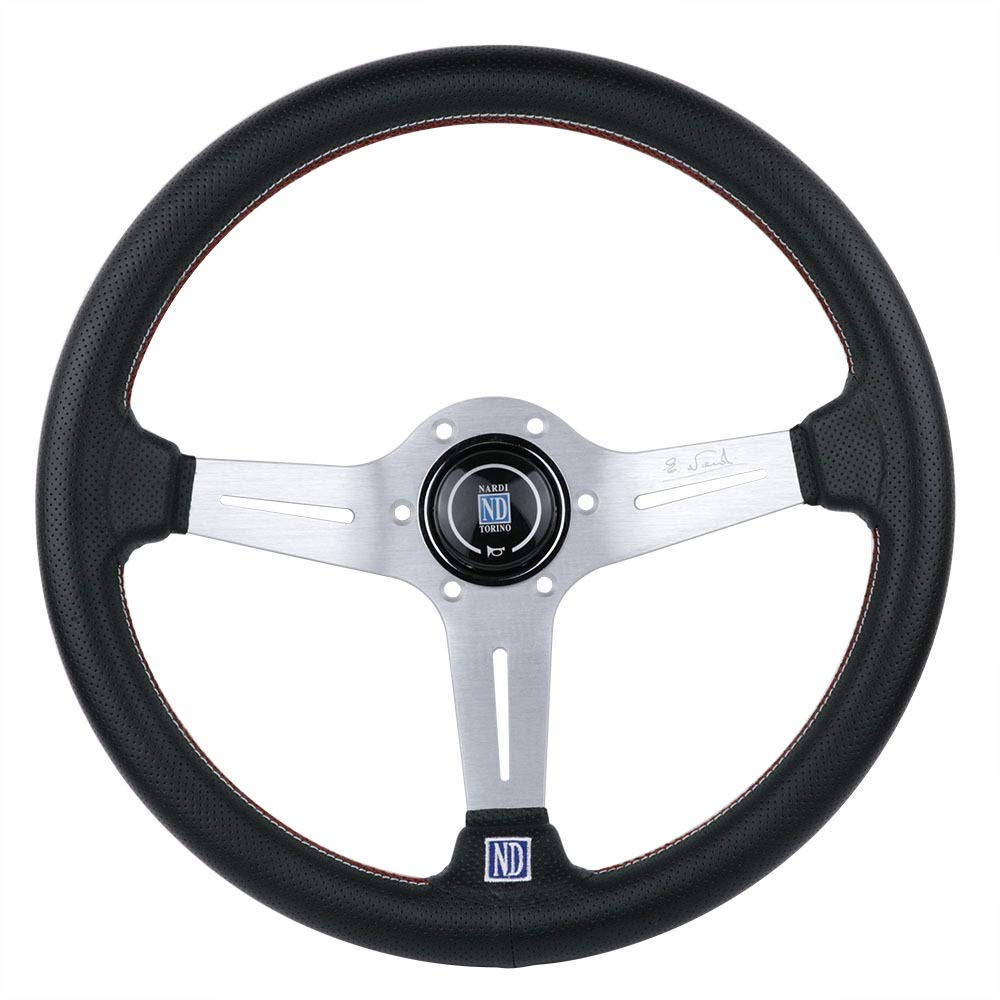 Drifting Lenkrad,Universal Rennlenkrad Silber 14inch Leichte Aluminium-Lenkrad Drift Sport Echtleder Drifting Lenkrad,Universal Rennlenkrad Silber 14inch Leichte Aluminium-Lenkrad Drift Sport Echtleder von Fymlok