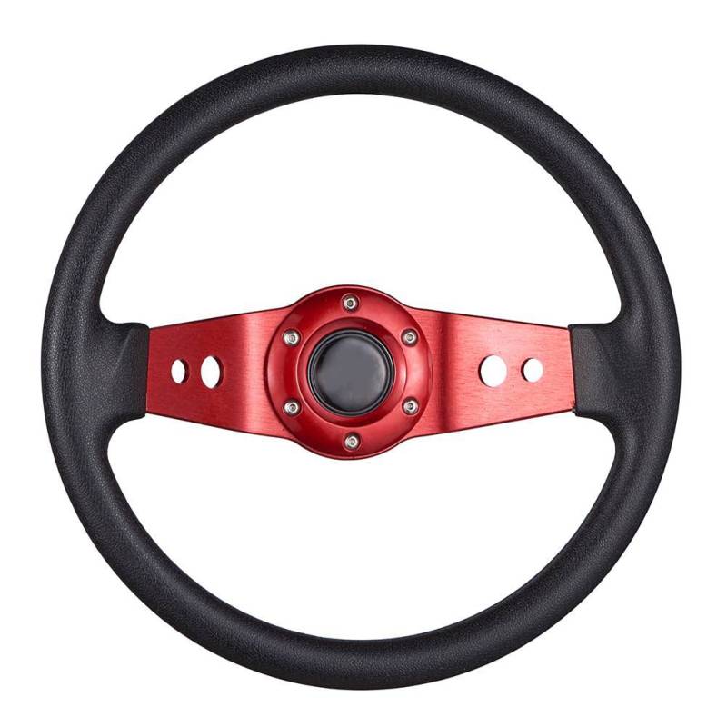 Drifting Lenkrad,Universal Rennlenkrad Tiefgeschichte 2-Speichen-Auto-Lenkrad 320mm Durchmesser Universal Aluminium-Ledereffekt(Red) von Fymlok