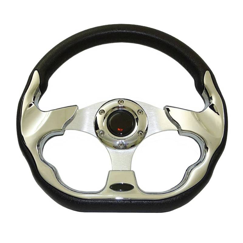 Drifting Lenkrad,Universal Rennlenkrad Universal 13 "320mm Racing Sportwagen Lenkrad mit Hupenknopf Kohlefaser(Chrome) von Fymlok