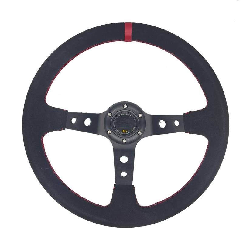 Drifting Lenkrad,Universal Rennlenkrad Universal 14 Zoll 350mm Auto Racing Lenkräder Deep Mais Drifting Sport Lenkrad(Black-Red) von Fymlok