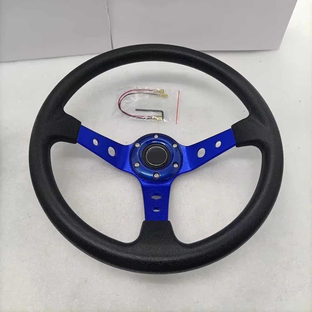 Drifting Lenkrad,Universal Rennlenkrad Universal Autos Racing Auto Racing Lenkräder PU 14 Zoll Drifting Sport Lenkrad(001-GZFXP114-03) von Fymlok