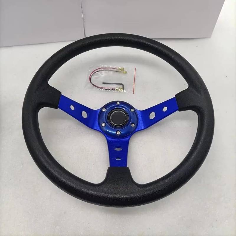 Drifting Lenkrad,Universal Rennlenkrad Universal Autos Racing Auto Racing Lenkräder PU 14 Zoll Drifting Sport Lenkrad(001-GZFXP114-03) von Fymlok