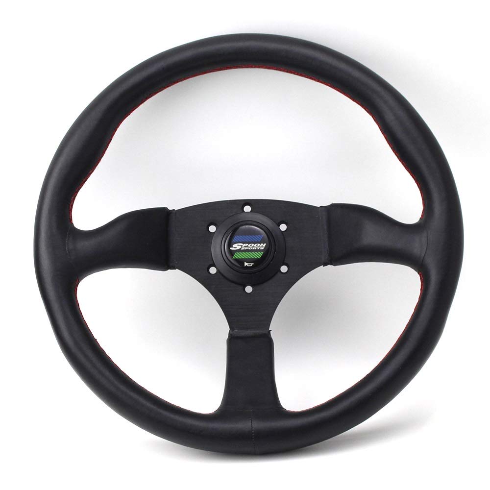 Drifting Lenkrad,Universal Rennlenkrad Universal-Löffel 350mm Leder Car Racing Performance Tuning Sportlenkrad Drifting Lenkrad,Universal Rennlenkrad Universal-Löffel 350mm Leder Car Racing Performance Tuning Sportlenkrad von Fymlok