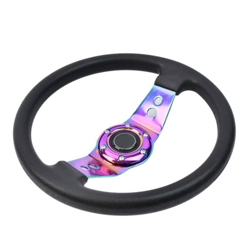 Drifting Lenkrad,Universal Rennlenkrad Universelles 350-mm-modifiziertes Sport-PU-Lenkrad mit Flacher Halterung von Fymlok