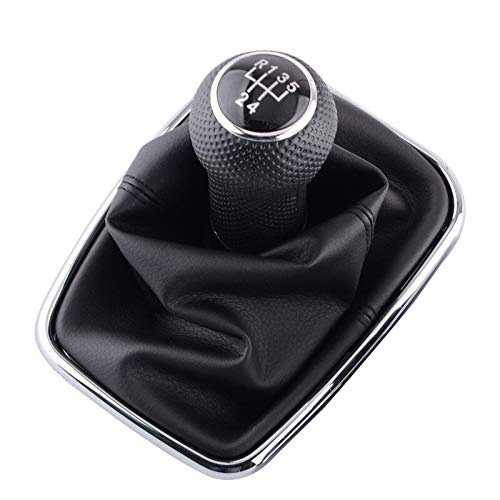 Manueller Schaltknauf,Schaltknäufe 5/6 Geschwindigkeit Schaltknauf Lever Shifter Leder for Volkswagen VW Golf 4 2003-2008 IV MK4 GTI R32 Jetta(5 Speed) von Fymlok