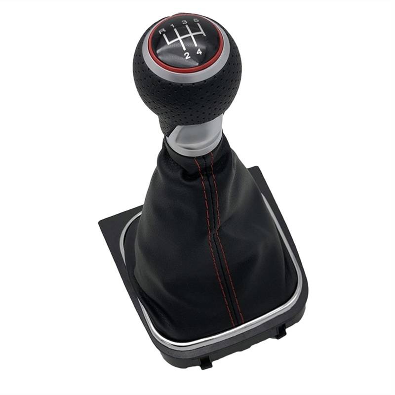 Manueller Schaltknauf,Schaltknäufe 5/6 Geschwindigkeitsleder Auto Styling Gang Umschaltknopf Stick Cover Passend Für VW Golf MK5 MK6 Golf 5 6 A6 Kaninchen Jetta MK6 2009-2014(5 Speed Model A) von Fymlok