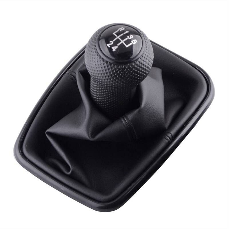 Manueller Schaltknauf,Schaltknäufe Autoanleitung 5/6 Speed ​​Shift-Knopf-Shifter-Boot-Abdeckung PU. Gebrauch Für Passend Für Volkswagen VW. Golf 4 2003-2008 Autozubehör(5 Speed-Black) von Fymlok