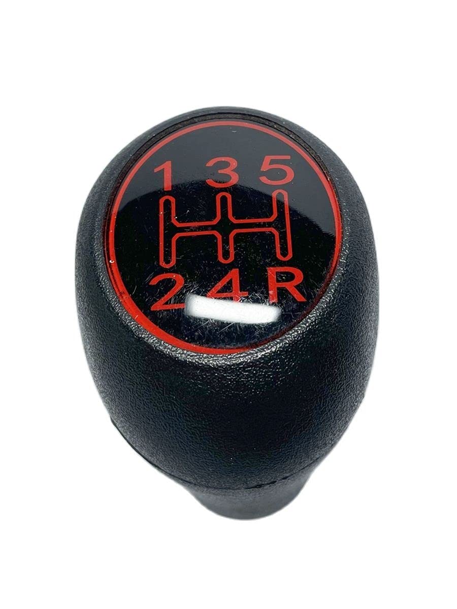 Manueller Schaltknauf,Schaltknäufe Silber Rot 5 Geschwindigkeitsgetriebe Umschaltknopfhebel Passend Für Peugeot 504 505 205 309(Black Red) von Fymlok