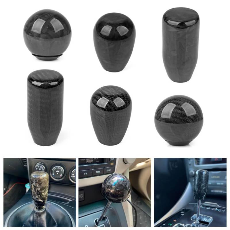 Manueller Schaltknauf,Schaltknäufe Stil Universeller ovaler/kugelförmiger manueller Schaltknauf aus Kohlefaser mit 3 Adaptern for die meisten Autodekorationen. Klassisch(Blue-70mm) von Fymlok