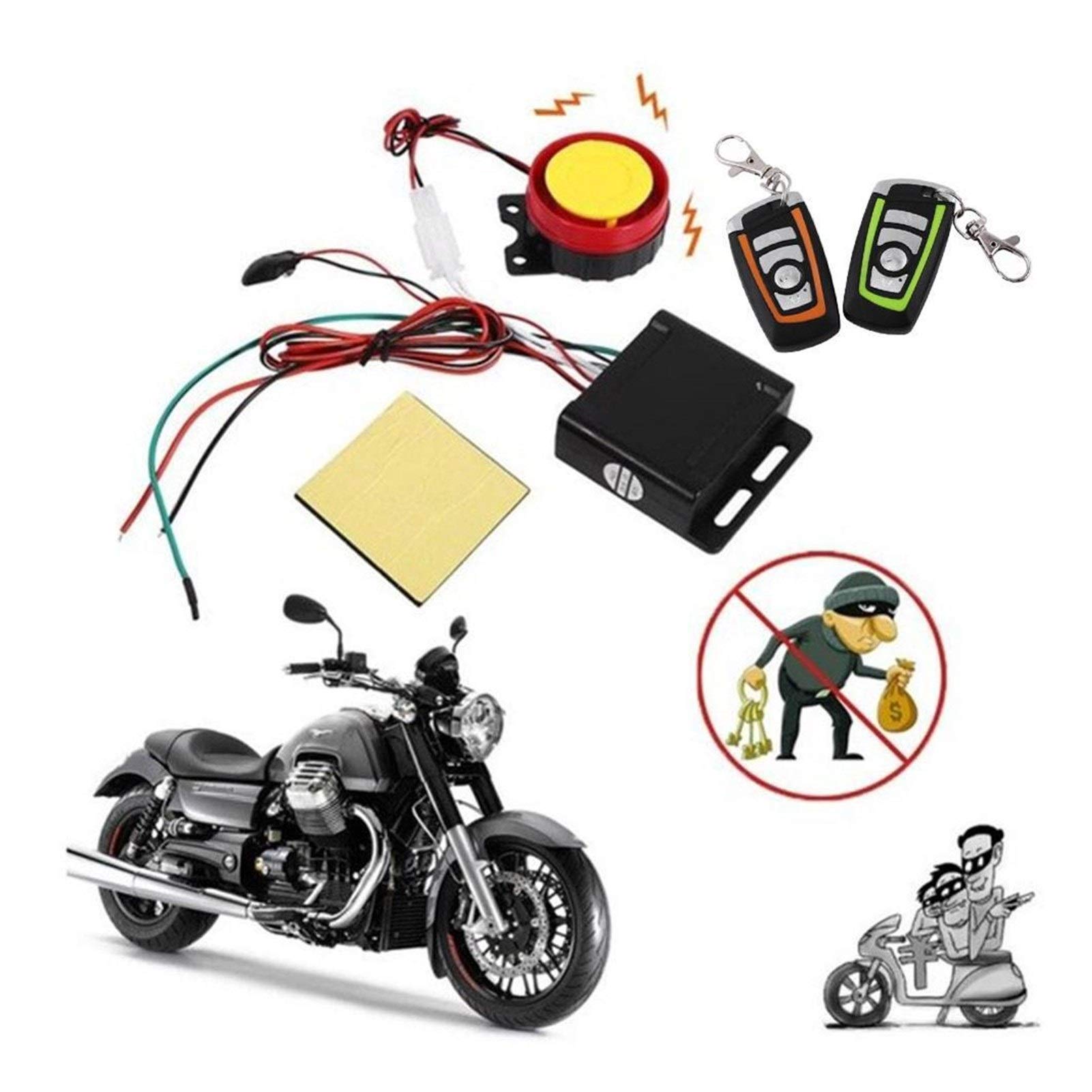 Motorradschloss,Motorrad Lenkerschloss Universal-Motorrad-Alarmsystem Scooter startet Fernbedienung Key Fob Anti-Diebstahl-Alarmanlage Zwei-Wege Mit Motor Motorradschloss,Motorrad Lenkerschloss Universal-Motorrad-Alarmsystem Scooter startet Fernbedienung Key Fob Anti-Diebstahl-Alarmanlage Zwei-Wege Mit Motor von Fymlok