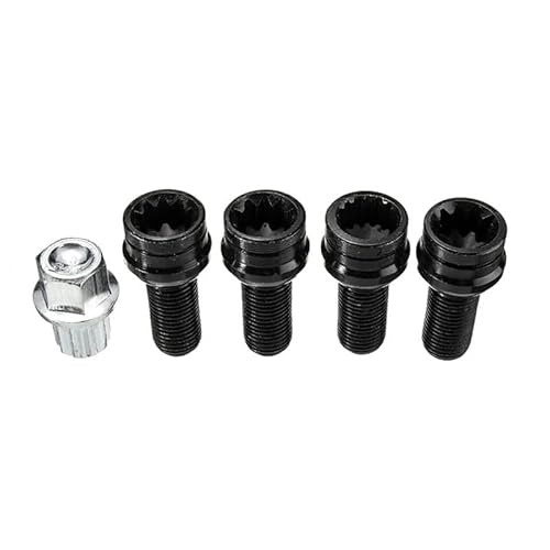 Radbolzen,Radschrauben 5-teiliges Set mit Radmuttern und Schrauben zur Diebstahlsicherung (4+1), Sicherheitsschlüssel, passend for VW, passend for AUDI A3, A4, A5, passend for Bora, M14x1,5, 8D0601139 von Fymlok