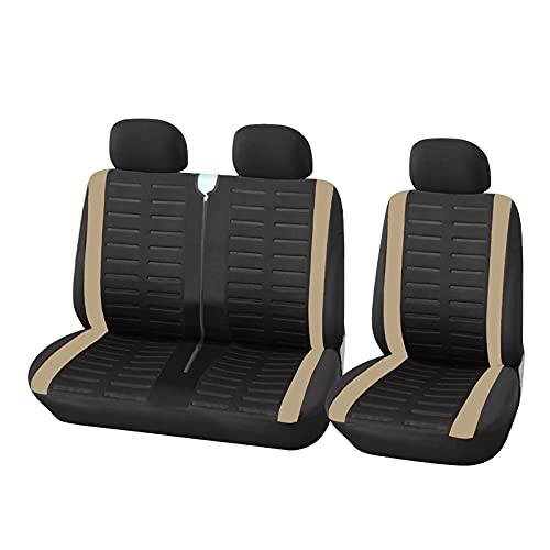 Sitzbezüge,Autositzbezug 1 + 2 Beige Sitzbezüge Autositzabdeckung for Transporter/Van, Universal for 2 + 1car Sitzer, LKW-Interieur(BEIGE) von Fymlok